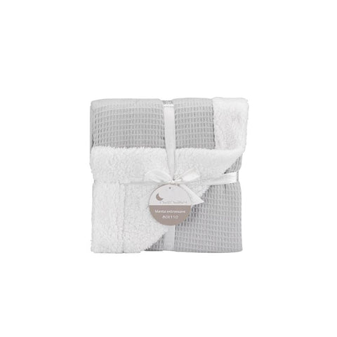 Couverture Nid d'Abeille molletonné gris