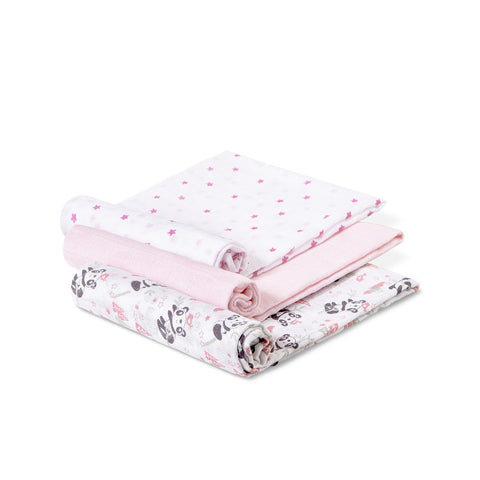 Lange Gaz de Coton Panda rose Pack de 3 (Copie)