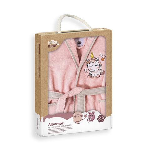 PEIGNOIR LICORNE Rose 2/4 ans