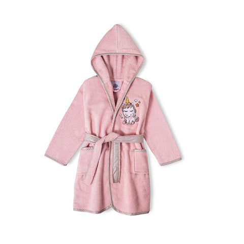 PEIGNOIR LICORNE Rose 2/4 ans