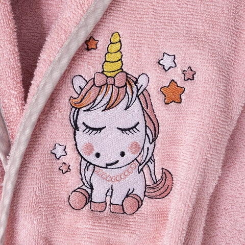 PEIGNOIR LICORNE Rose 2/4 ans