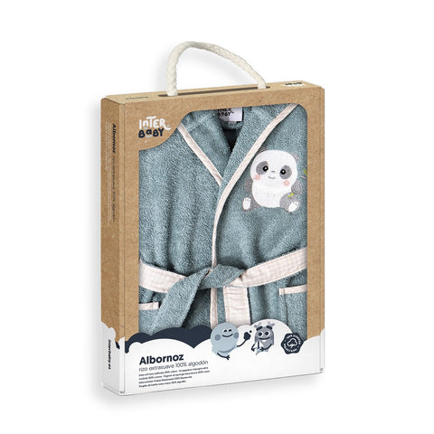 PEIGNOIR PANDA gris bleu 2/4 ans