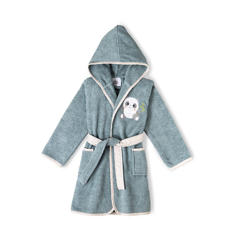 PEIGNOIR PANDA gris bleu 2/4 ans