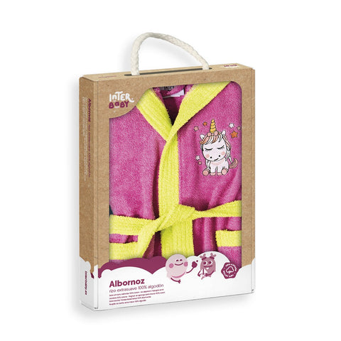 PEIGNOIR LICORNE Fuchsia 2/4 ans