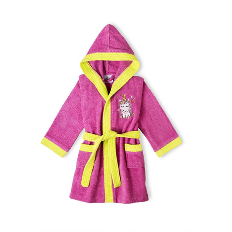 PEIGNOIR LICORNE Fuchsia 2/4 ans