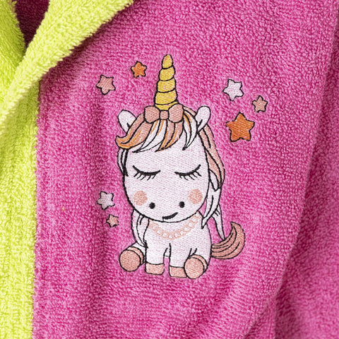 PEIGNOIR LICORNE Fuchsia 2/4 ans