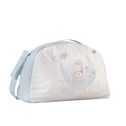 Sac à langer ourson lune bleu