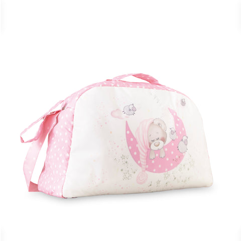 Sac à langer ourson lune rose