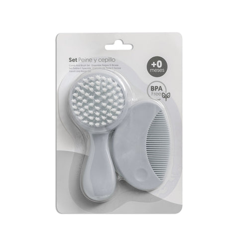 Pack brosse et peigne pour bébé - Gris souris