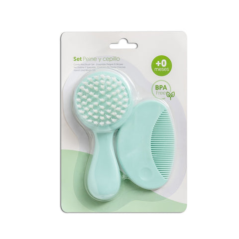 Pack brosse et peigne pour bébé - Vert opale