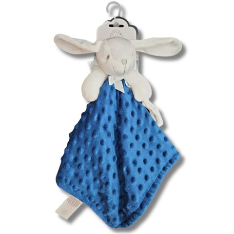 Doudou lapin avec attache tétine bleu marin