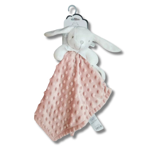 Doudou lapin avec attache vieux rose