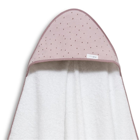 Cape de bain & bavoir blanc/rose